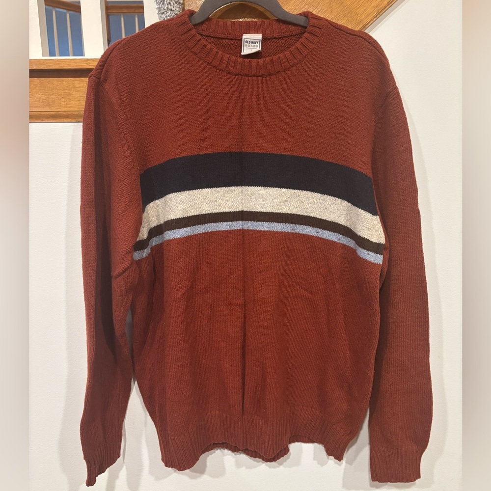 Vintage Old Navy Orange Striped Sweater Y2K Men’s L